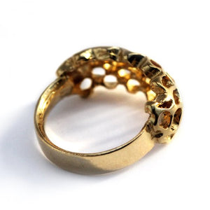 SMALL BEE HIVE RING -yellow