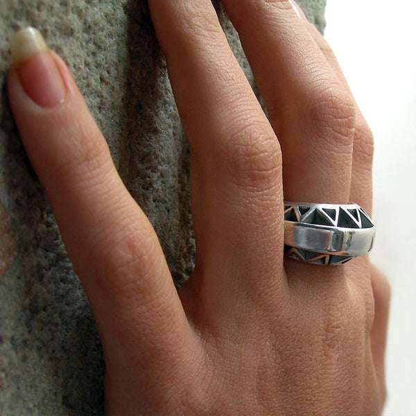 cocktail personalize Hip hop ring in sterling silver or gold