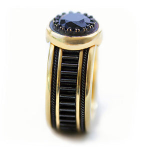 silver or gold combined with black Spinel gemstone