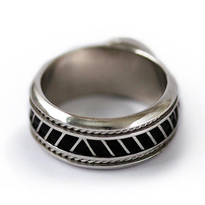 gold or silver misti ring with black Spinel stone