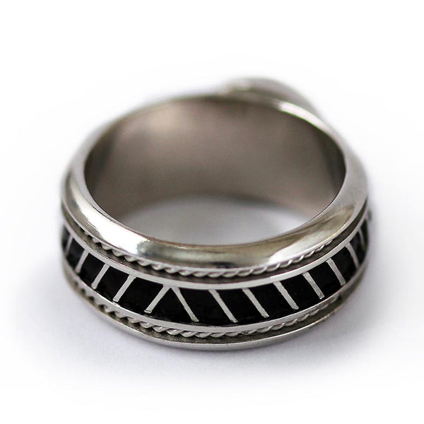 gold or silver misti ring with black Spinel stone