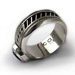 gold or silver misti ring with black Spinel stone