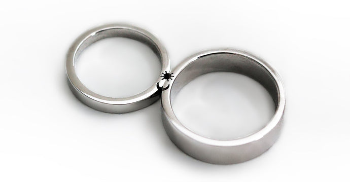 Sun and moon wedding rings