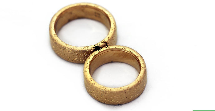 Unique gold textured mens wedding bands
