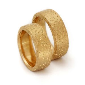 Unique gold textured mens wedding bands