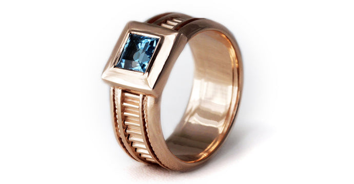 Swiss blue Topaz stone in beautiful rose gold