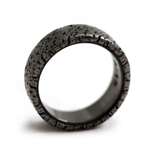 Gorgonzola black and silver textured  wedding band
