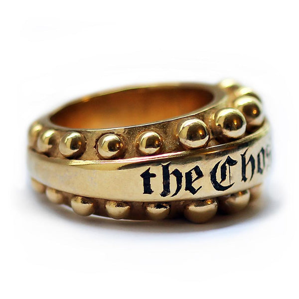 gold or silver ring with customizing stylish rich Gothic typography