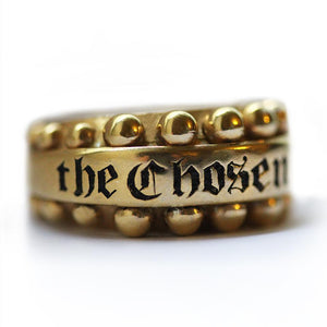 gold or silver ring with customizing stylish rich Gothic typography