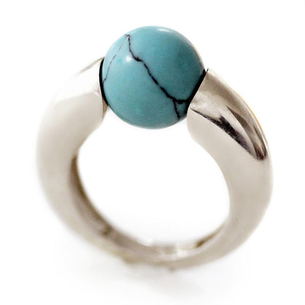 simple ring design with Turquoise gemstone and sterling silver or gold ring