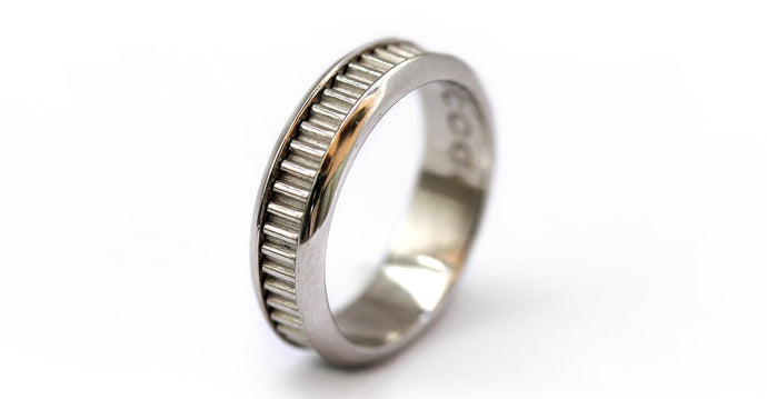 Coil indented handmade silver his and her couple ring