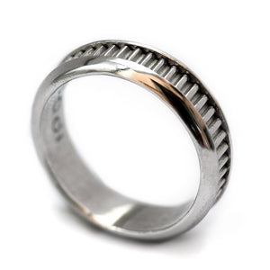 Coil indented handmade silver his and her couple ring