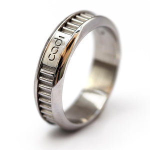 Coil indented handmade silver his and her couple ring