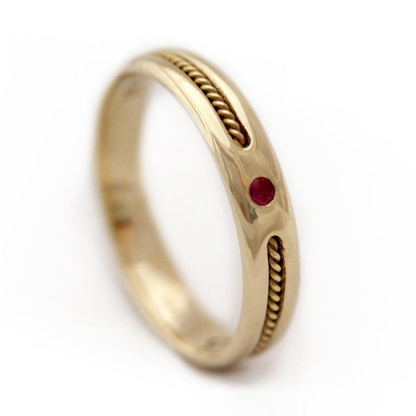 Tribal style gold with ruby Twist promise ring
