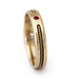 Tribal style gold with ruby Twist promise ring