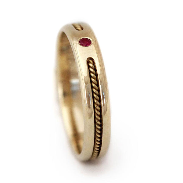 Tribal style gold with ruby Twist promise ring