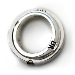 silver promise ring set engraved with initials filled with diamonds