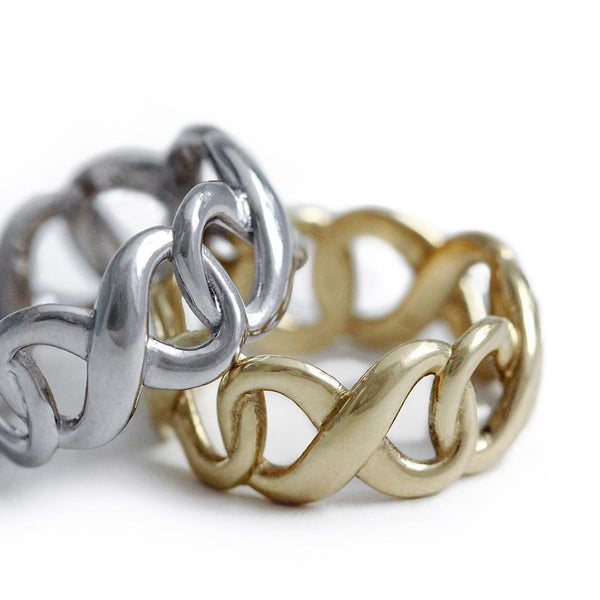 Wedding gold ring with wider infinity